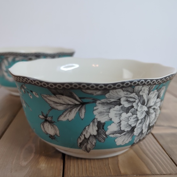 222 Fifth Adelaide Porcelain Turquoise Cereal Bowls (2) - Picture 6 of 10